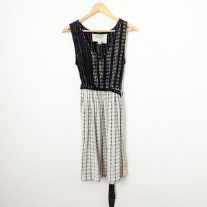 Ace & Jig black white gold silver metallic cotton gauze tie waist mini dress